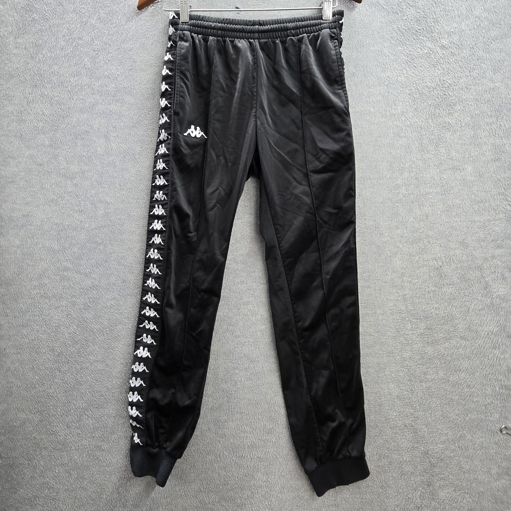 Kappa Women Pants SMALL Black Embroidered Jogger Track Pants Logo 27" Inseam